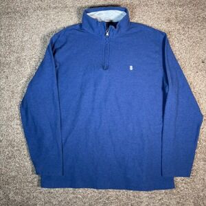 IZOD Quarter Zip Pullover Sweater Long Sleeve Blue Mens Large‎ Casual